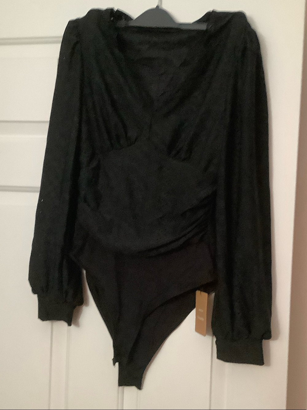 H&M Black Ribbed V-Neck Long Sleeve Bodysuit